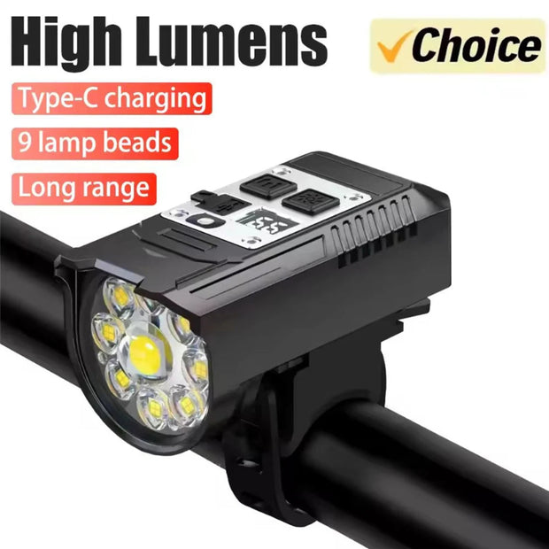 High Lumens Type-C Bike Light with 9 Lamp Beads for Enhanced Visibility
