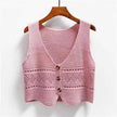 Knitted Button-Up Crop Vest – Stylish Casual Wear for Women | Multi-Color Options