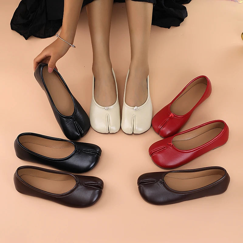 Women’s Split-Toe Ballet Flats with Slip-On Design & Smooth Upper Finish