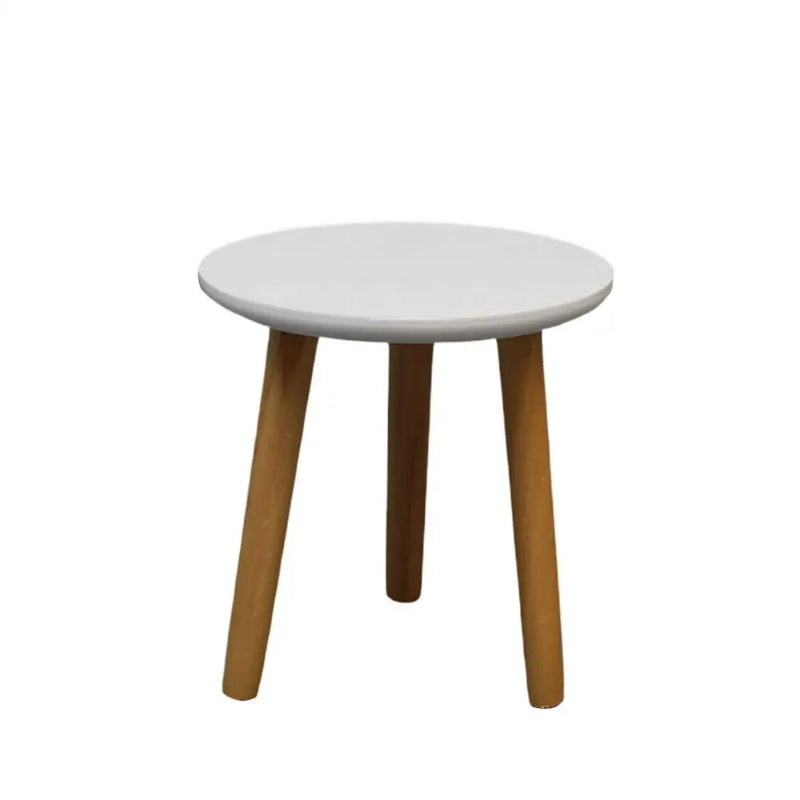 Wooden Round 3-Leg Flower Stand – White Top Plant Display Table in Two Sizes