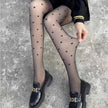 1 Piece Heart Print Black Sheer Pantyhose, Spring Summer Ultra-Thin Tights for Women, Sexy Slimming, Anti-Snag & Breathable, Int