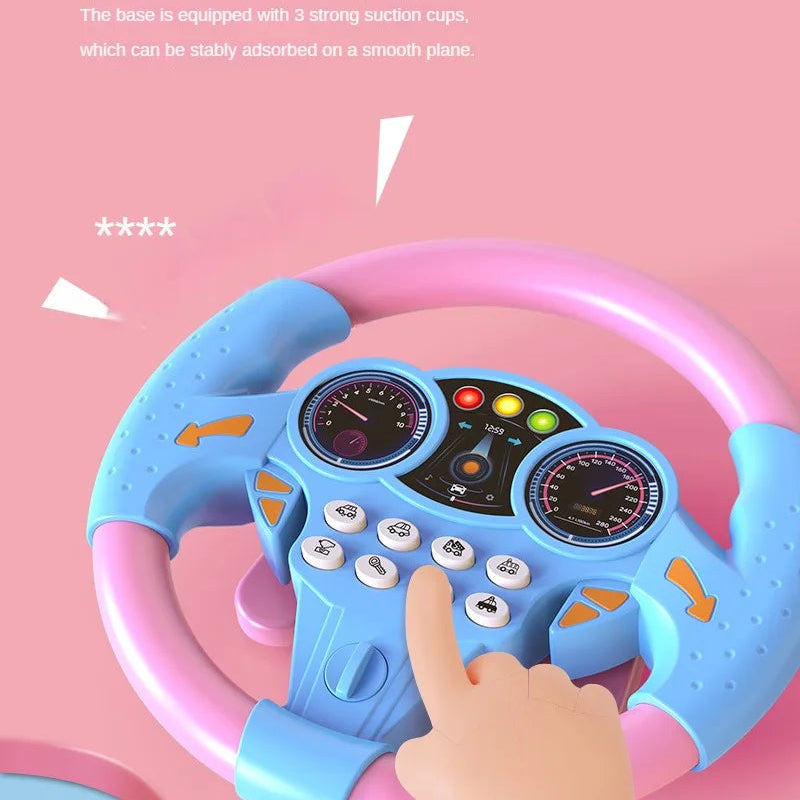 Infant Simulation Steering Wheel Toy with Light Sound Effects Kids Early Education Driving Toy for Stroller Car Play