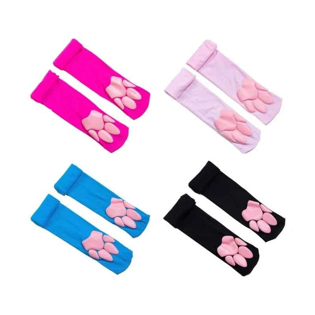 Cat Paw Thigh High Stocking Cosplay Paw Pad Socks Kitten Paw Over Knee Stockings