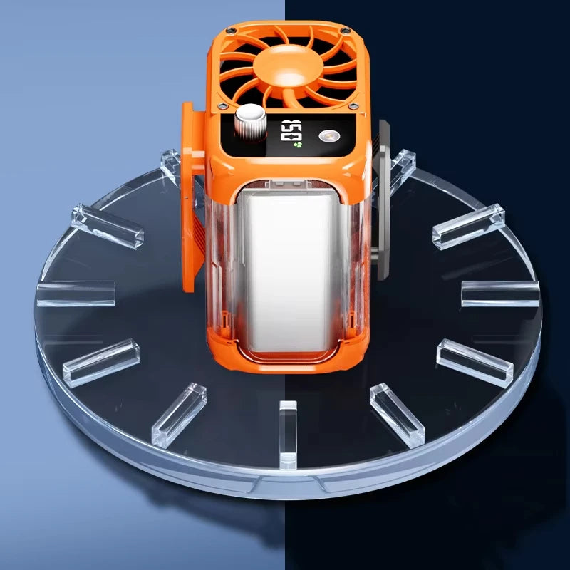 Rechargeable Waist Clip Cooling Fan with 150 Speeds, Digital Display, LED Light and Power Bank