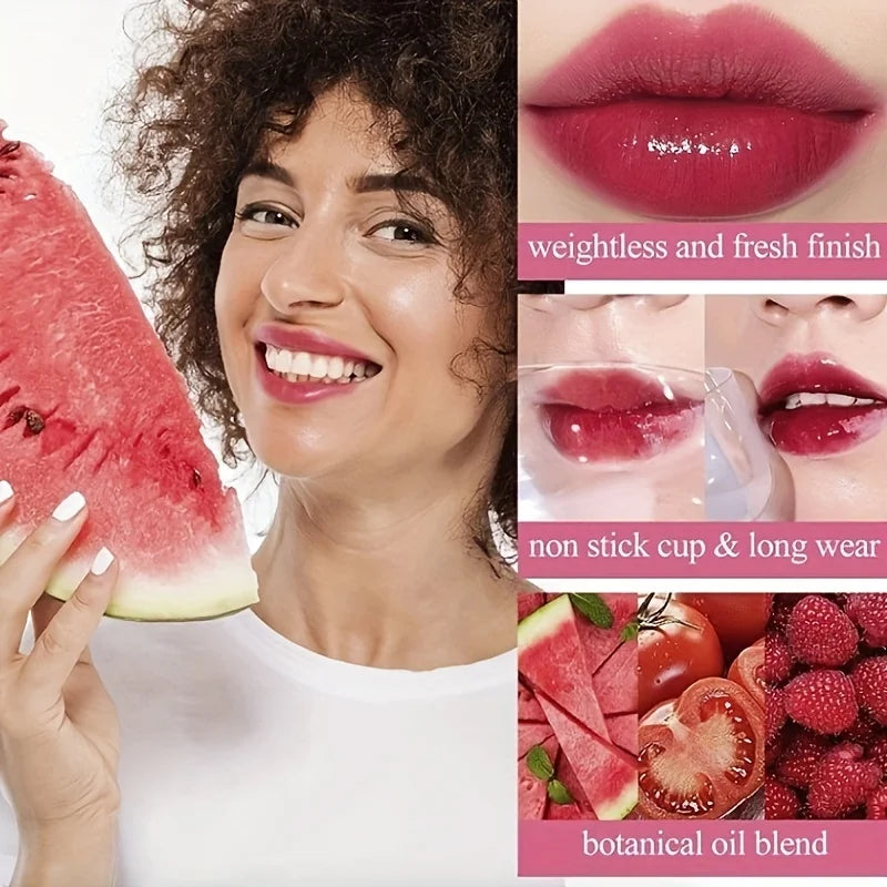 Fruity Lip Tint Water Gloss – Moisturizing Waterproof Liquid Lipstick with High Pigment Long-Lasting Color