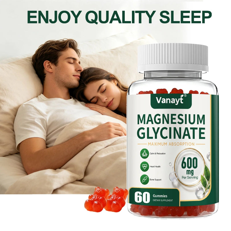 Magnesium Glycinate 600mg Per Serving with Black Pepper, Vitamin D3 & B6 – Muscle, Joint, Nerve & Nighttime Relaxation Support