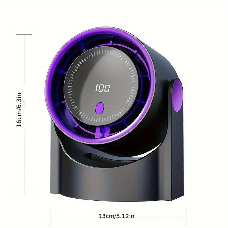 100-Speed Handheld Turbo Cooling Fan with Digital Display, Desktop Stand, Neck Strap & Type-C Charging