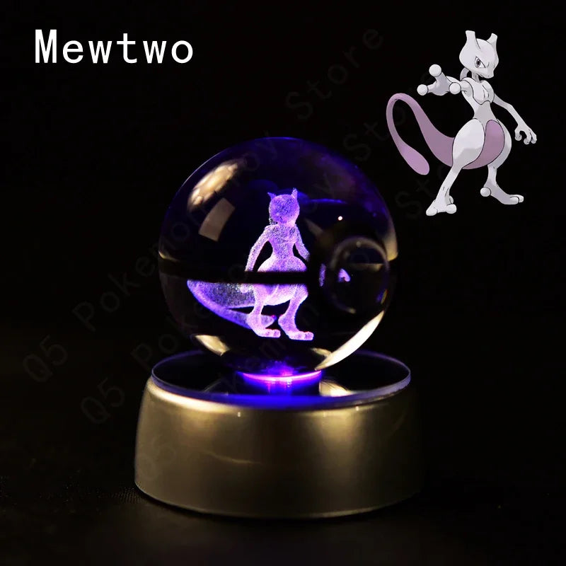 3D Pokémon Crystal Ball 5cm with Multicolor LED Base