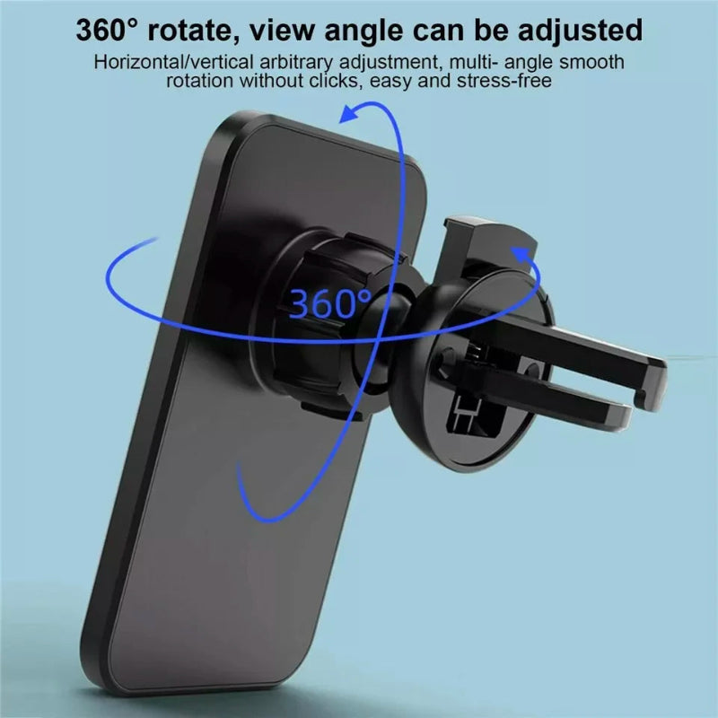 Magnetic Wireless Car Charger 30W – Fast Charging Phone Holder for iPhone 14, 13 & 12