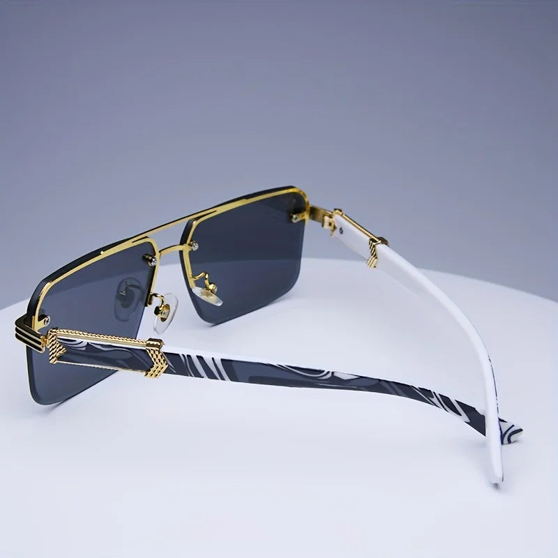 Luxury Square Sunglasses Set with Gold Frames