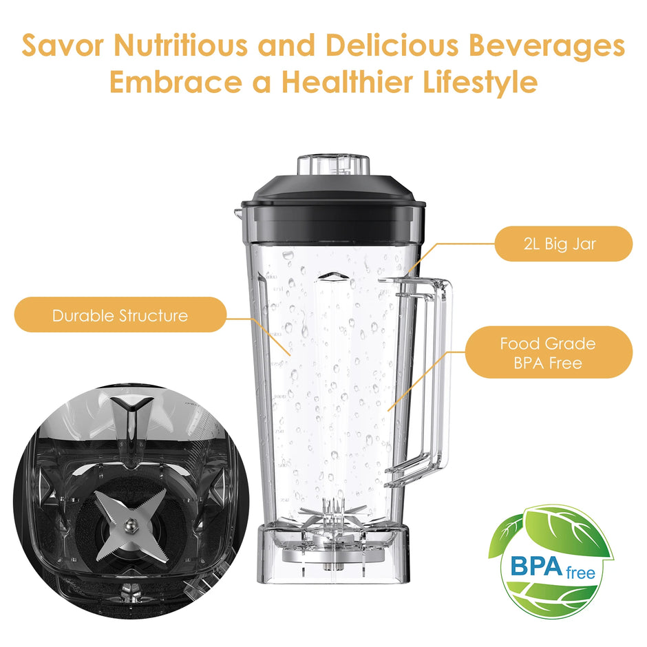 BioloMix 2200W 3HP BPA-Free Commercial Blender with Variable Speed, Pulse Control, Tamper and US Plug – Red