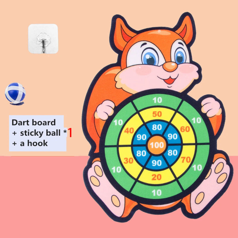 Montessori Cartoon Animal Dart Board Sticky Ball Game for Kids 2-4 Years Educational Interactive Toy Baby Family Indoor Activity