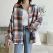 Women's Plaid Button-Up Shirt – Long Sleeve Loose Fit Casual Blouse