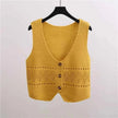 Knitted Button-Up Crop Vest – Stylish Casual Wear for Women | Multi-Color Options