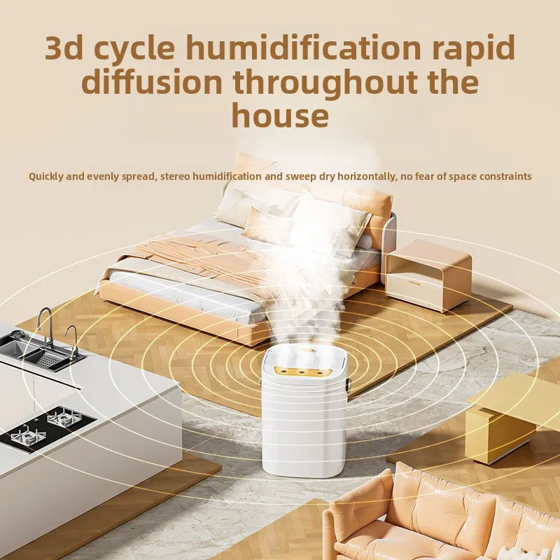 1.8L Large Capacity Humidifier with Three Nozzle Spray, Night Light & Double Filter Aromatherapy Mist Machine for Bedroom, Car & Home