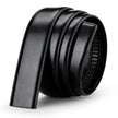 Rongke POLO Luxury Black Leather Belt with Polished Metal Buckle