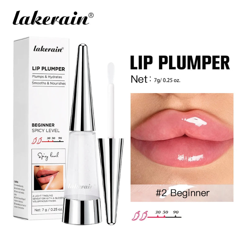 Lakerain Lip Plumper Gloss – Deep Hydration High-Shine Volumizing Lip Moisturizer