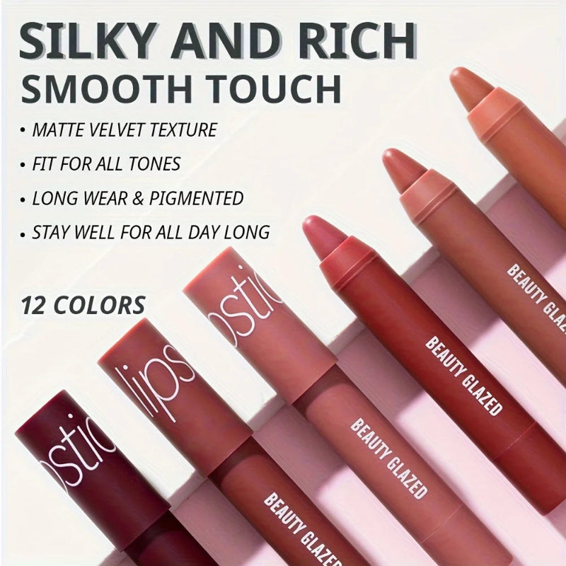 2pcs Matte Lip Liner & Lip Gloss Set Long-Lasting Waterproof Lip Makeup Combo