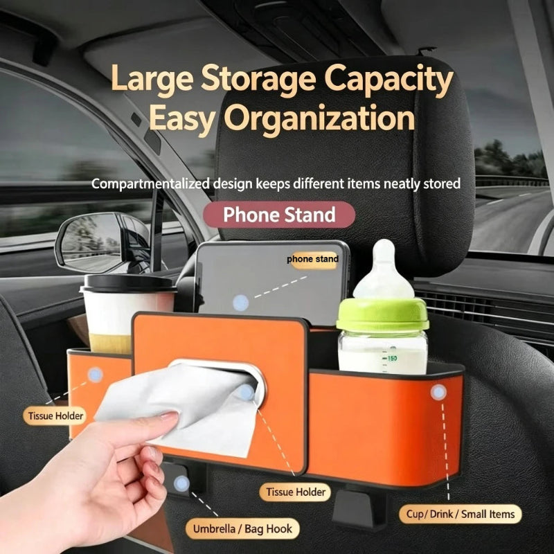 Multifunctional Car Seat Back Organizer Headrest Storage Box