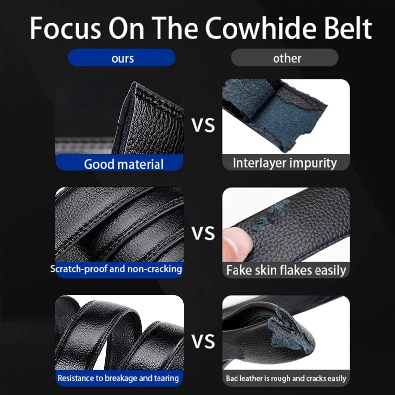 Premium Black Leather Belt with Stylish Metal Buckle