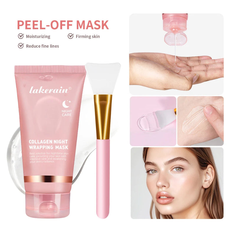 Korean Collagen Overnight Wrapping Peel Off Facial Mask Moisturizing Hydrating Brightening Skin Care Mask