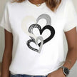 White Heart Print T-Shirt with Black, Gray, and White Design