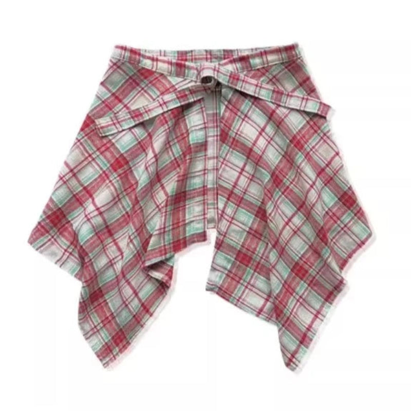 Checkered Hip Cover Scarf Belt for Yoga, Cycling and Dancing with Asymmetrical Plaid Design