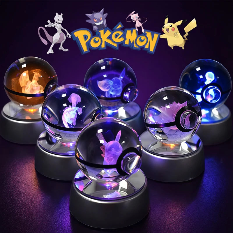 Pokémon 3D Crystal Ball Night Light with Color-Changing LED Base