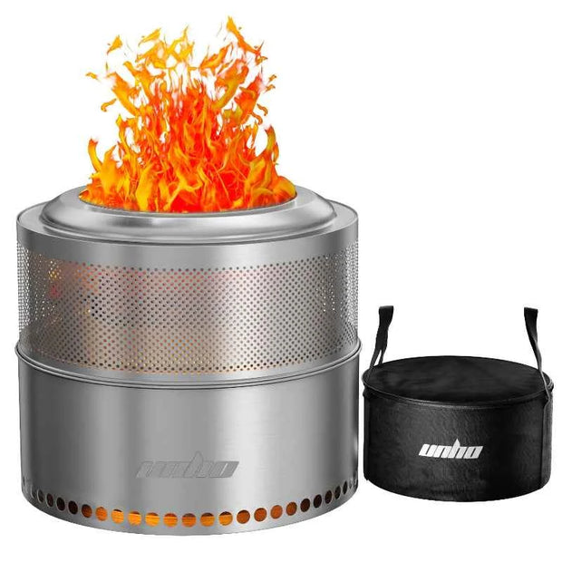 Wood Burning Smokeless Fire Pit Large Stainless Steel Outdoor Firepit with Carry Bag for Camping & Preppers Gear