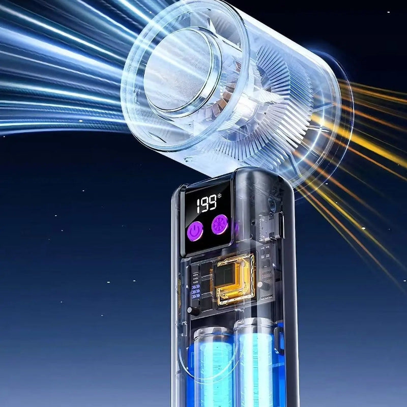 199-Speed Portable Turbo Handheld Fan with Semiconductor Ice Cooling, Digital Display & Type-C Charging