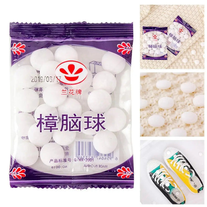 Household Camphor Balls for Moth Protection – 1/3/5/10/20 Bags Anti-Mildew & Anti-Insect Wardrobe Freshener