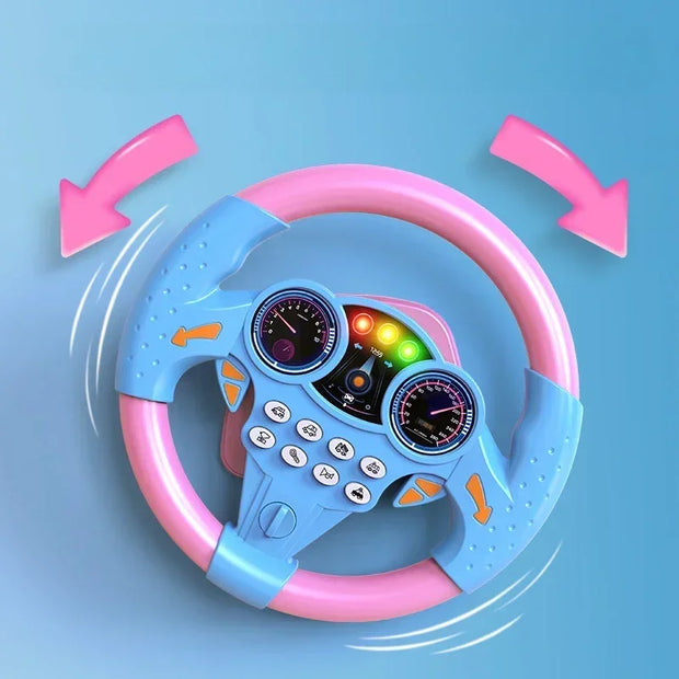 Infant Simulation Steering Wheel Toy with Light Sound Effects Kids Early Education Driving Toy for Stroller Car Play