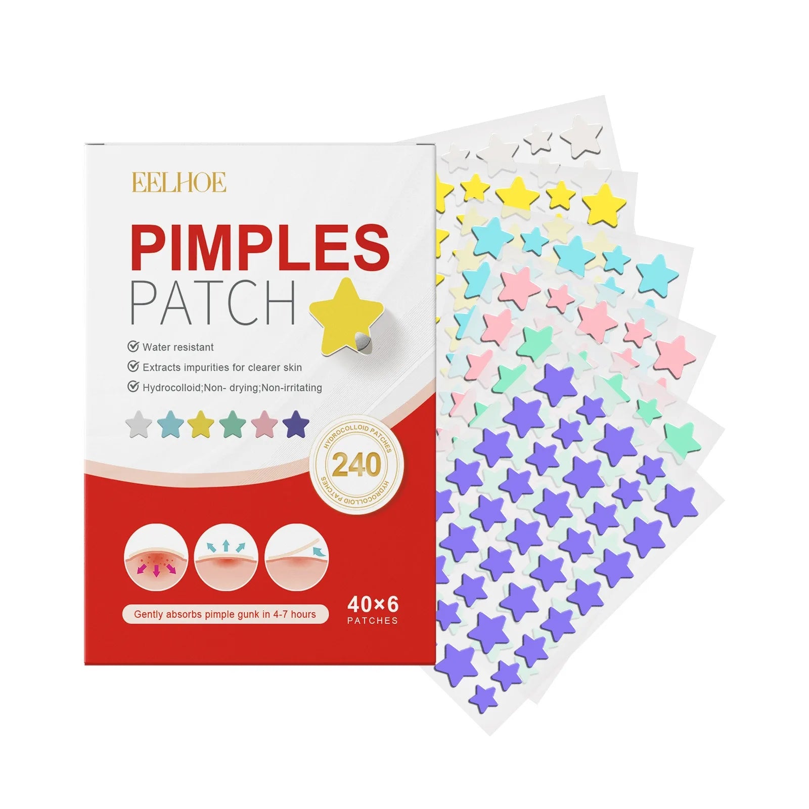 240-Piece Heart & Star Pimple Patches – Acne Dots for Blemish Coverage
