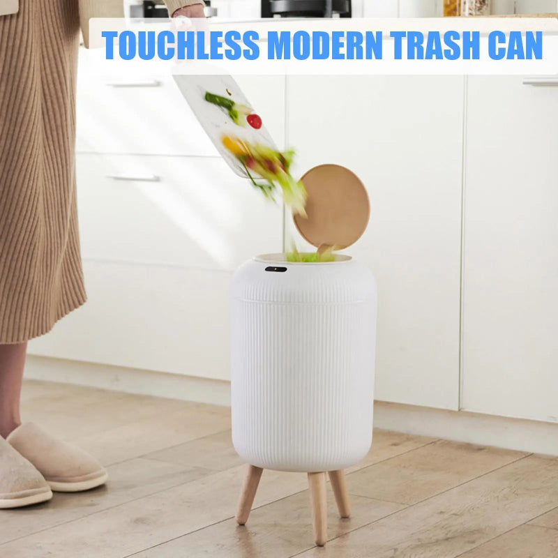 Automatic Smart Trash Can with Lid – Small Plastic Motion Sensor Waste Bin for Bedroom, Bathroom & Kitchen