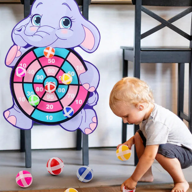 Montessori Cartoon Animal Dart Board Sticky Ball Game for Kids 2-4 Years Educational Interactive Toy Baby Family Indoor Activity