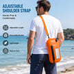 Orange Waterproof Swim Buoy Dry Bag with Touchscreen Phone Pouch and Adjustable Strap