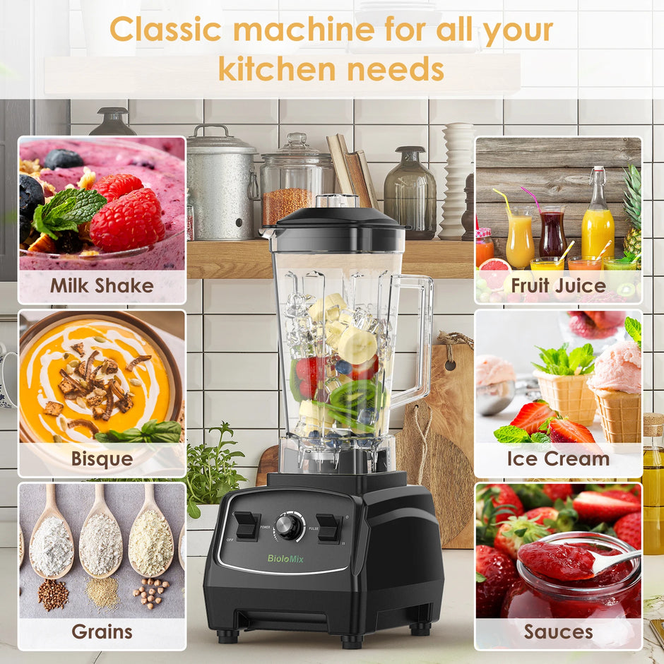 BioloMix 2200W 3HP BPA-Free Commercial Blender with Variable Speed, Pulse Control, Tamper and US Plug – Red