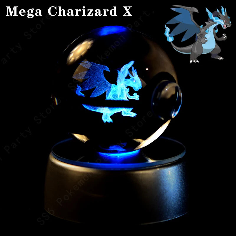 Pokémon 3D Crystal Ball Night Light with Color-Changing LED Base