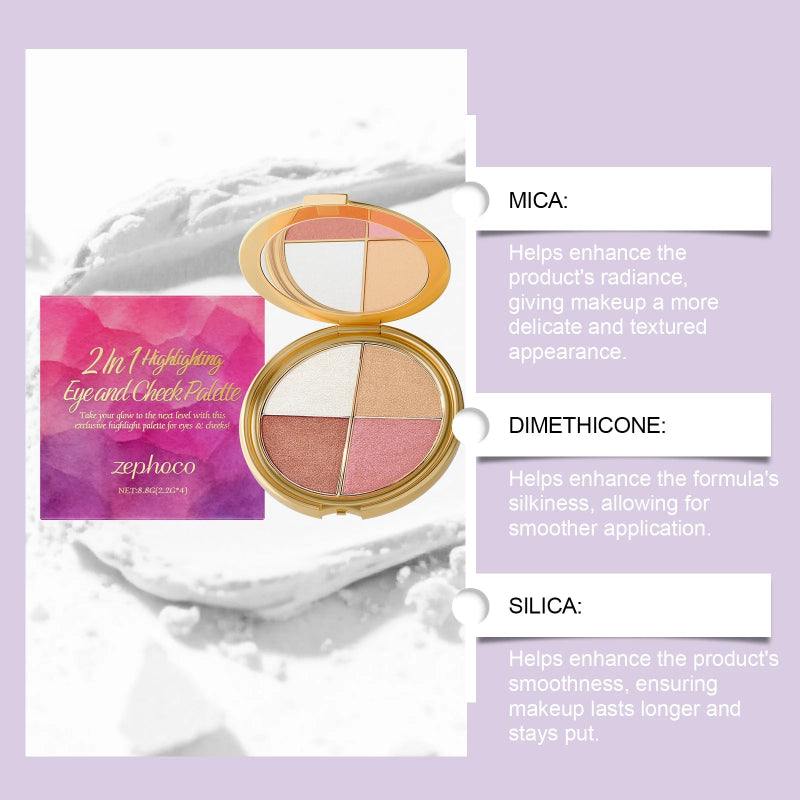 Zephoco 2-in-1 Highlighting Eye and Cheek Palette