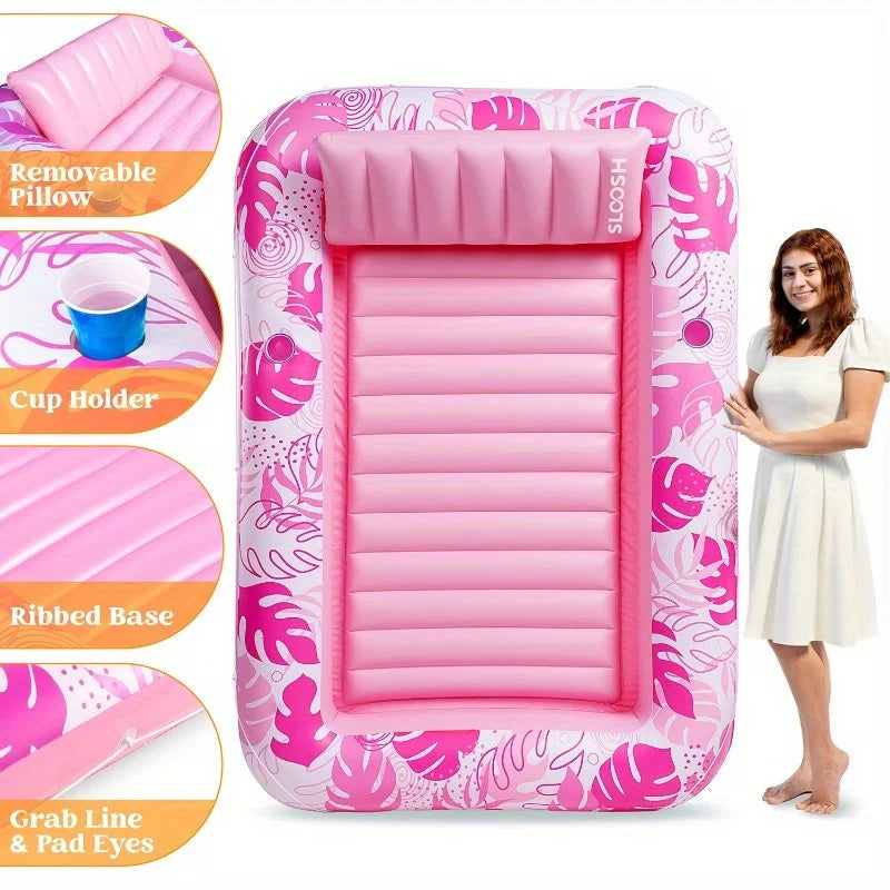 Inflatable Pool Lounger – Floating Water Chair with Backrest & Armrest | Multi-Color Adult Pool Float