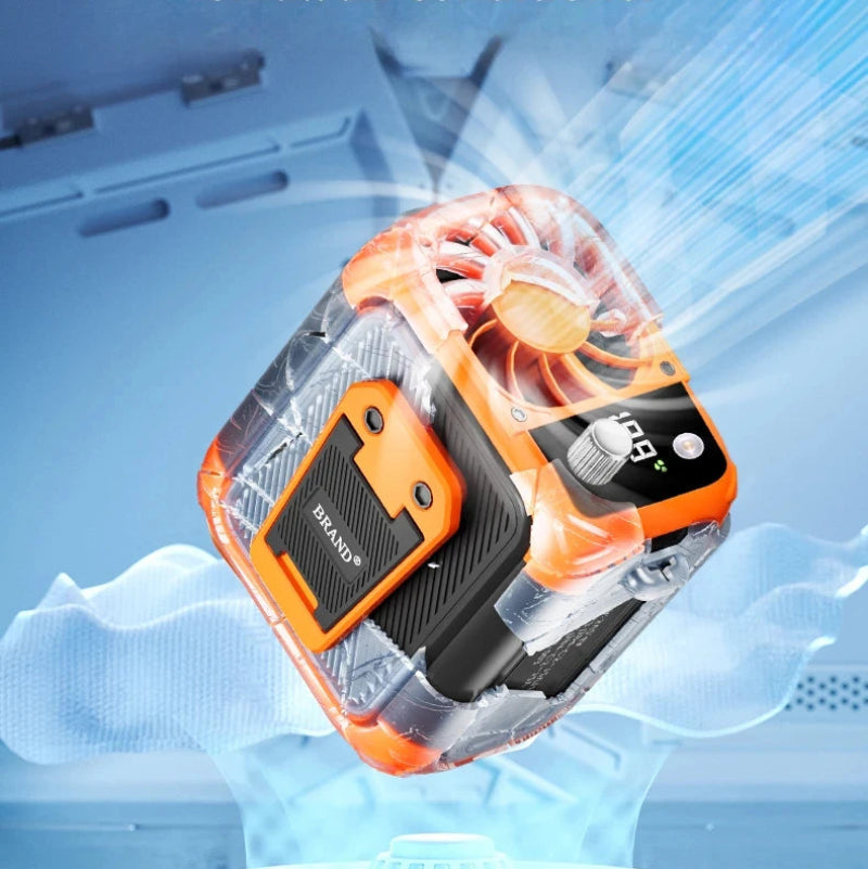 Rechargeable Waist Clip Cooling Fan with 150 Speeds, Digital Display, LED Light and Power Bank