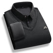 Men's Fleece Lined Polo Collar Pullover Sweater Two Piece Style Winter Casual Top