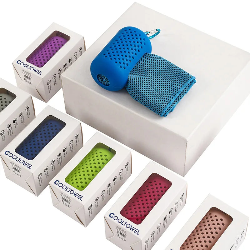Cooling Towel with Silicone Capsule Case for Gym Running Travel and Outdoor Activities