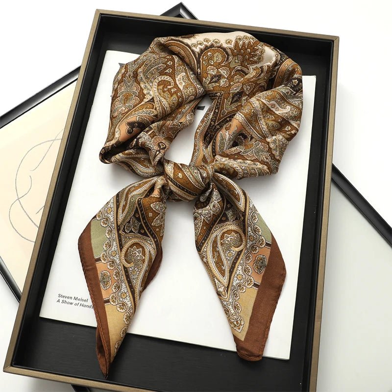 Women’s Printed Square Hair Scarf for Neck and Bag Styling