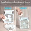 3-in-1 Portable Air Cooler Humidifier Fan with 600ml Water Tank, 3 Speeds & 7-Color Light