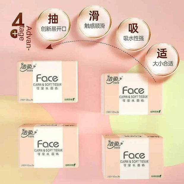 Clean Soft Tissues, Household Large Packaging, Whole Box Of Face Towels, Wet Tissues, 24 Pc, 130 Sheets Of Tissue Paper, Toilet