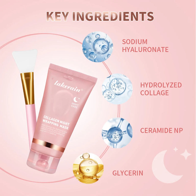 Korean Collagen Overnight Wrapping Peel Off Facial Mask Moisturizing Hydrating Brightening Skin Care Mask