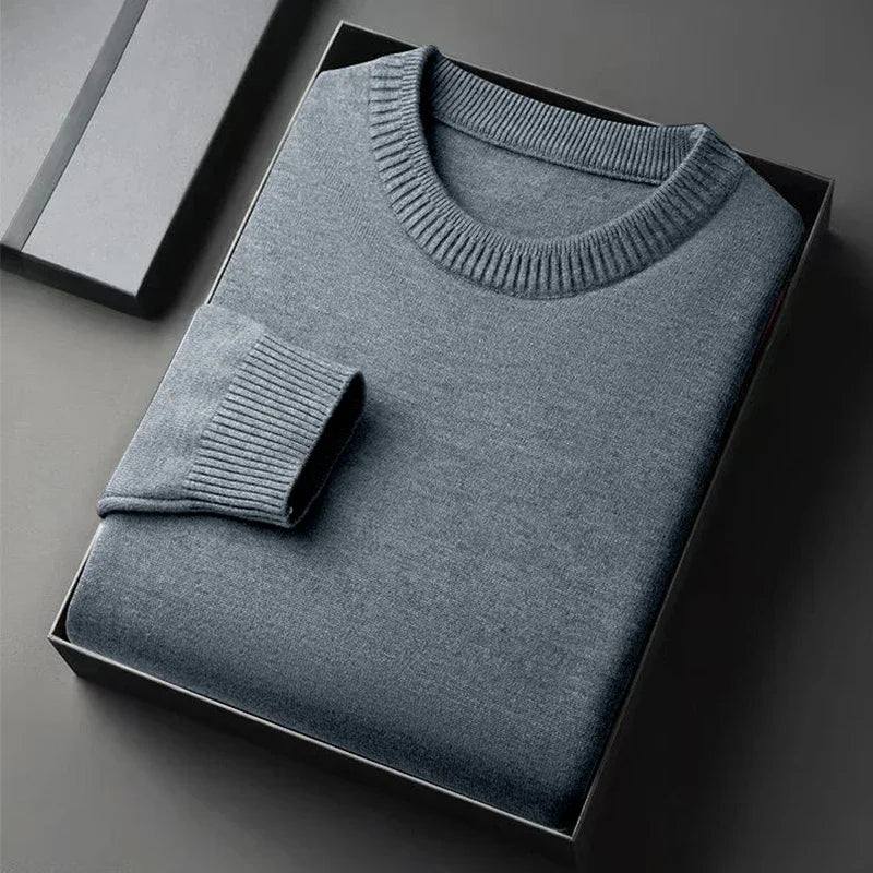 Men’s Classic Crewneck Knit Pullover Sweater – Long Sleeve Solid Color Casual Knitwear
