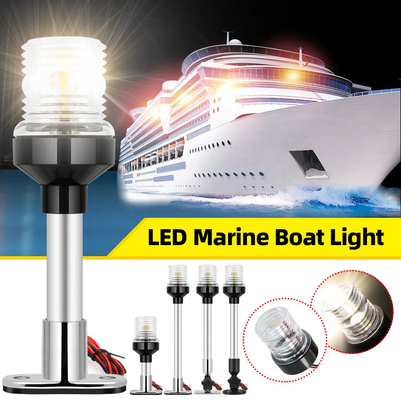 12V/24V Waterproof LED Marine Boat Navigation Light 180° Rotating Sailing Anchor Light