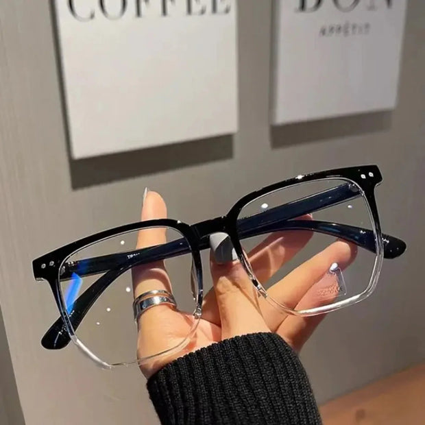 Black Square Frame Glasses with Clear Lenses